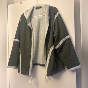 Cozy Olive and Gray Teddy Jacket